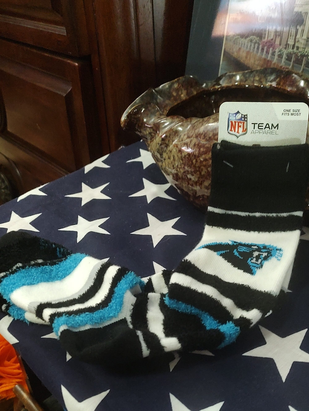 NFL Carolina Panthers Black, White & Blue Crew Socks